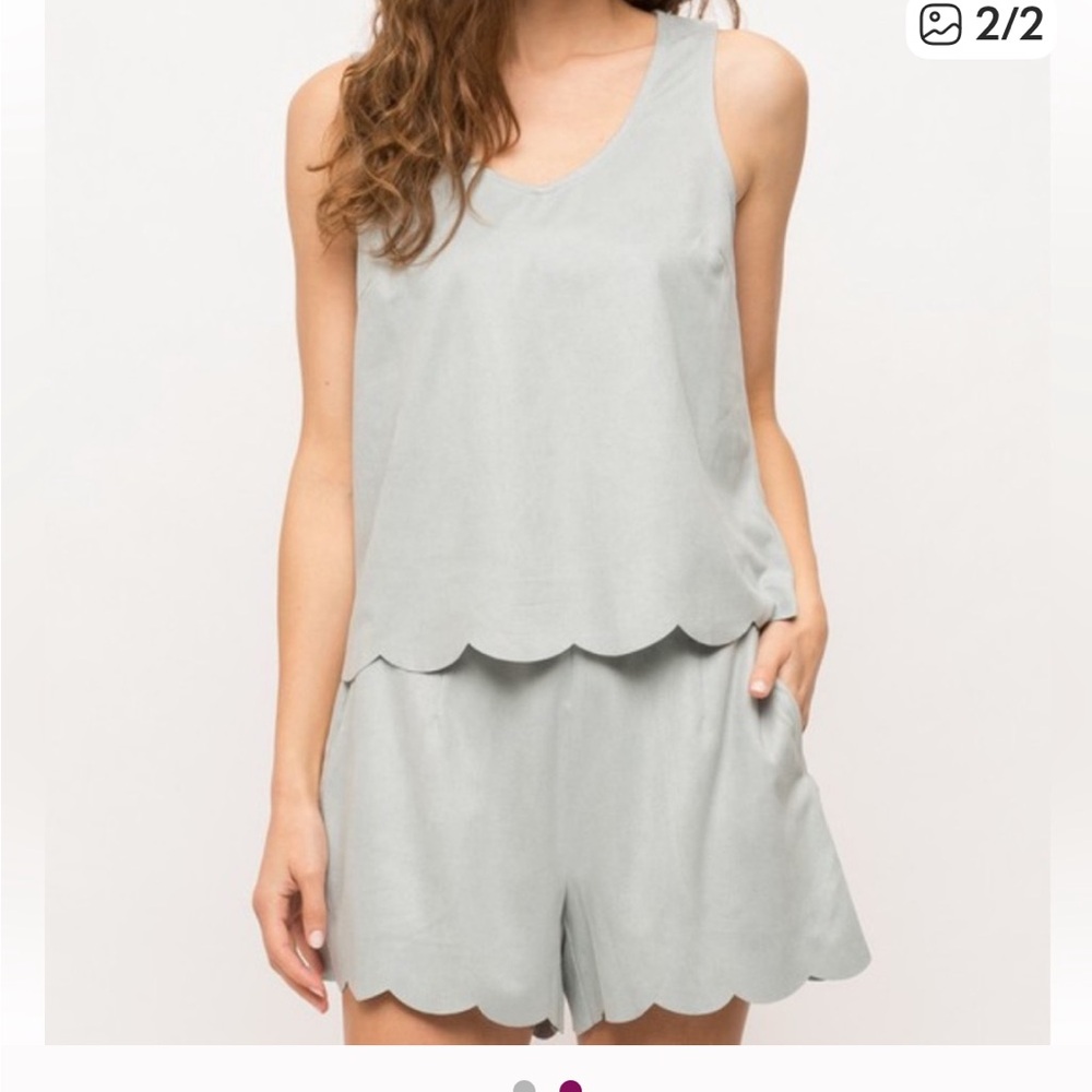 Mystree Scalloped Edge Tank and Shorts Set Large